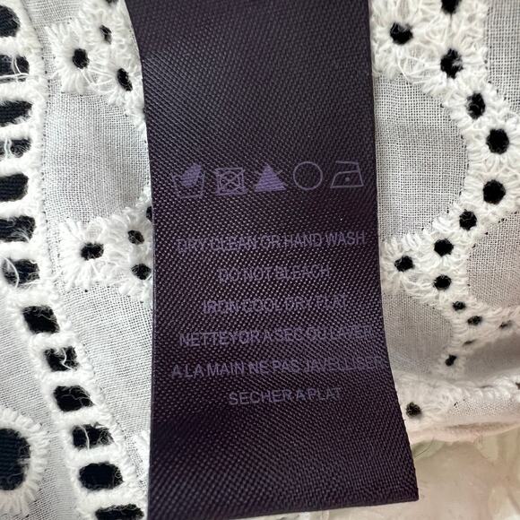 HALE BOB Eyelet Blouse Top White Cotton Split Neckline Long Sleeves Size L Large - Picture 9 of 10